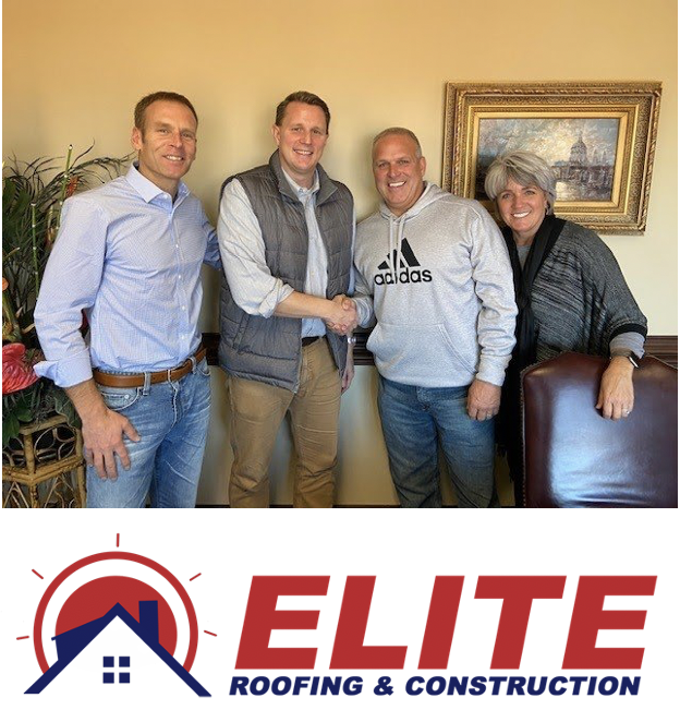 Mick Koster, Ross Erickson, and Scott and Laura Himler of Elite Roofing & Construction
