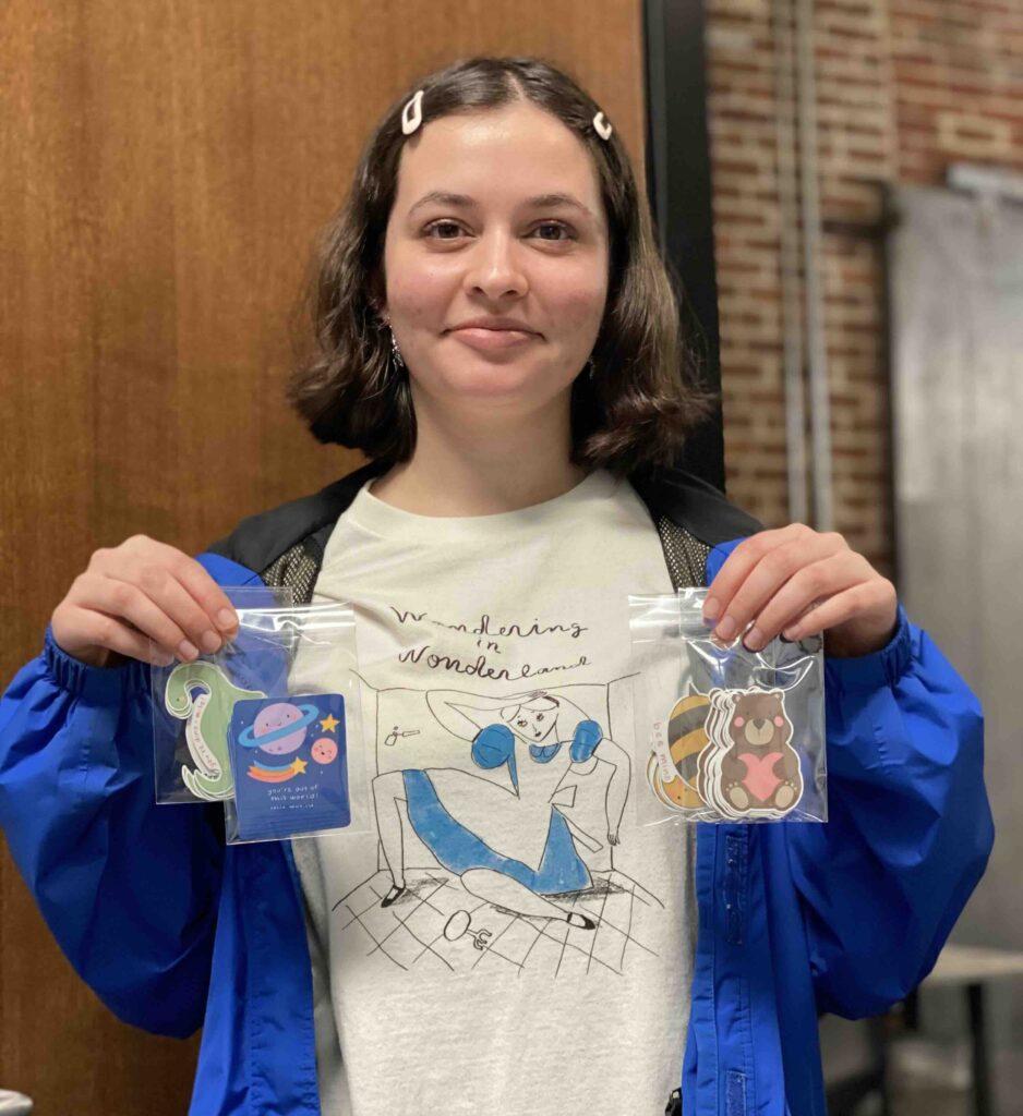Emma Huff creates stickers with her Try It Fund winnings