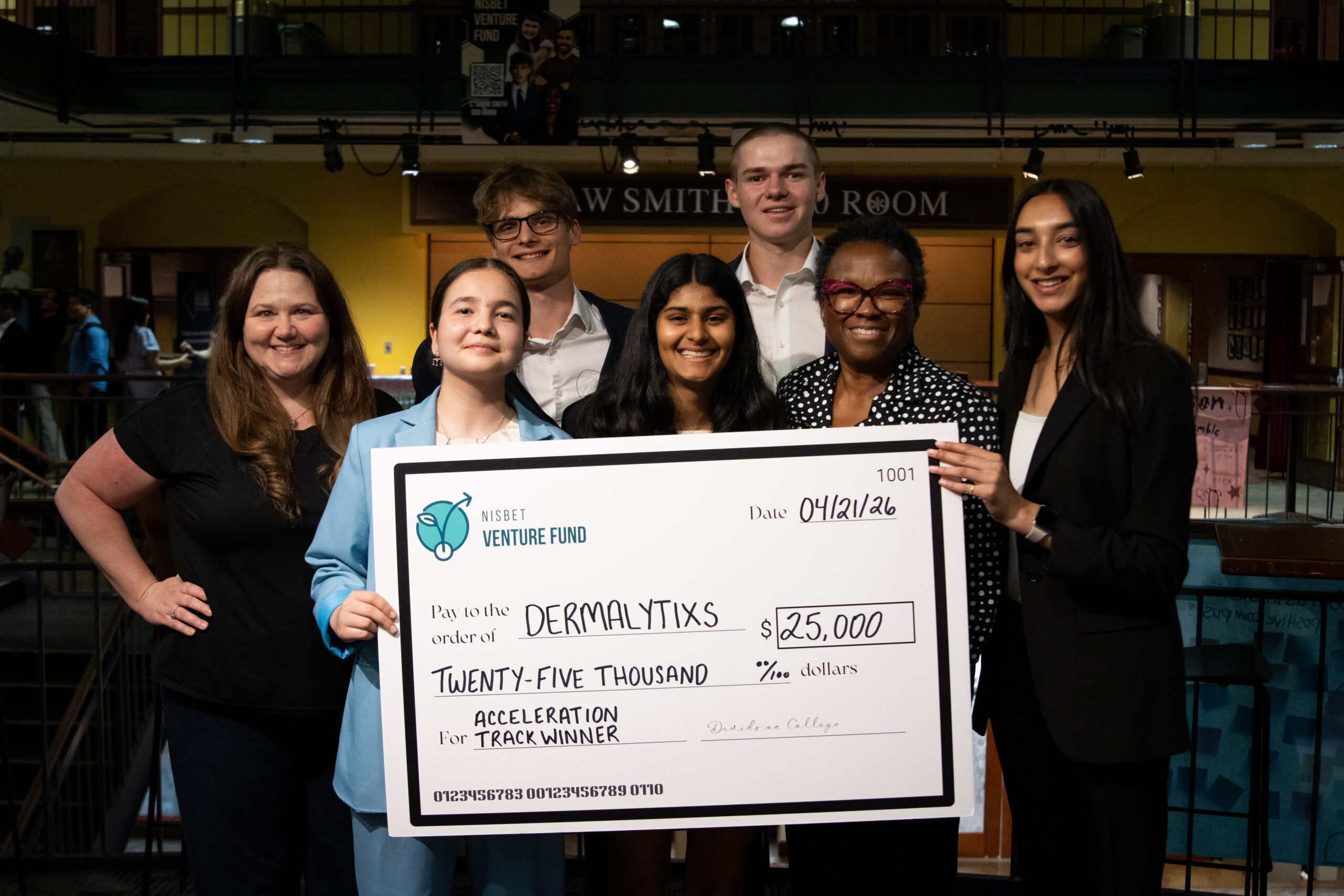 Dr. Nicole Snyder with her mentees and winners of the 2026 Nisbet Venture Fund, the team Dermalytixs.